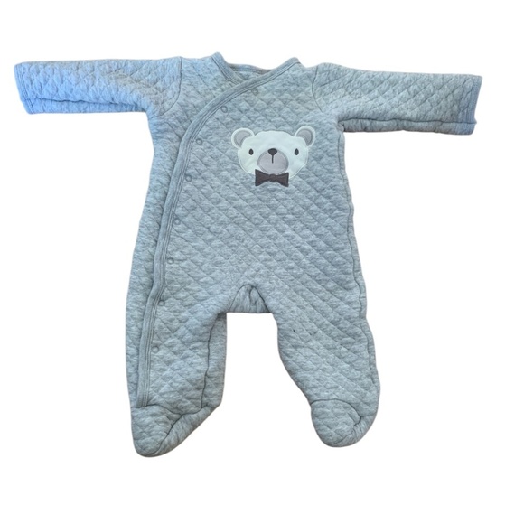 Chick Pea Quilted Footed Sleeper – Grey Bear (Size 6-9 Months) - Picture 1 of 2